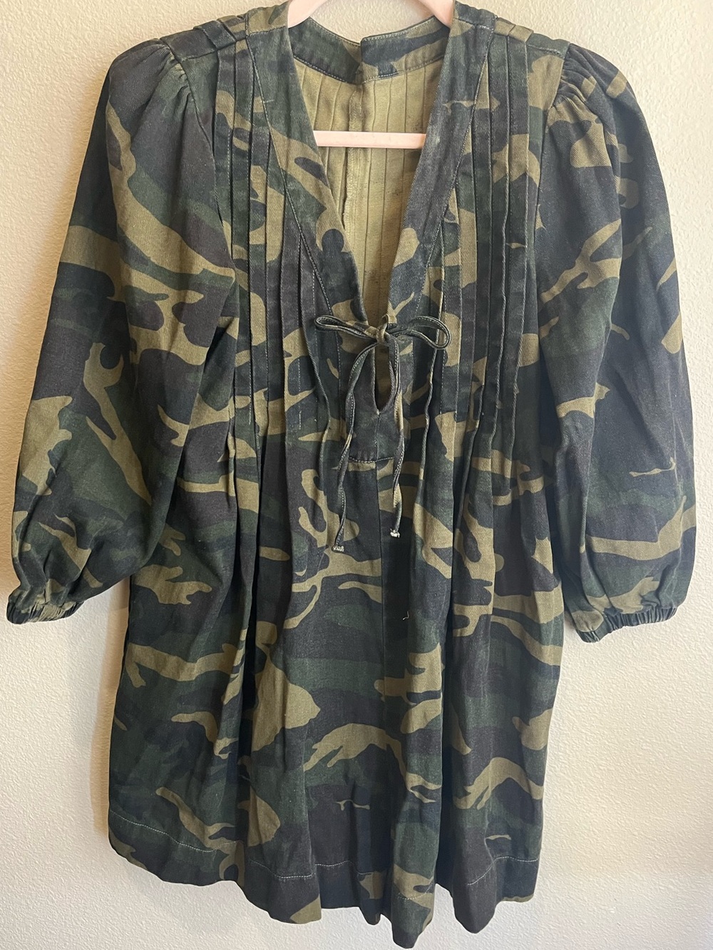 Camo Print Women's Romper with Tie Front